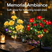 (4 colors, -) 2purple+2yellow Solar Memorial Garden Bloom Lights, Ultra-Realistic