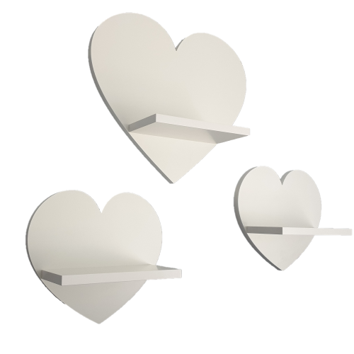 Mensole a forma di cuore, set da 3 - Prestige