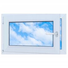 PVC-Fenster weiß 80x50 LINKS, neues 800x500 mm Doppelglas-Dreh-Kipp-Fenster RU