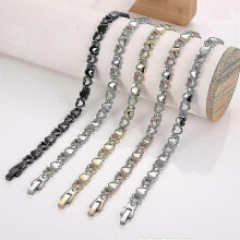 (Black) Magnetic Bracelets For Women Titanium Steel With Strong Magnets Heart-shaped Bracelet (silver) miao3