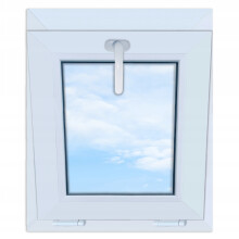 Hvidt PVC-vindue, vippebart, 50x60, nyt, 500x600, vippebart, dobbeltglas