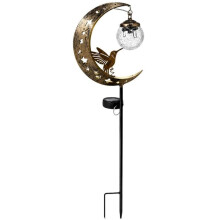 Moon Solar Garden Stake Light Crackle Glass Waterproof Metal LED Yard Decor for Patio Lawn Path