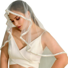 White Pearls Veils Perfect For Various Wedding Dress-Cream