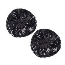 Chapeau béret scintillant à la mode pour femmes, tenue de-Noir