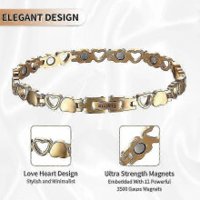 (Gold) Magnetic Bracelets For Women Titanium Steel With Strong Magnets Heart-shaped Bracelet (silver) miao3
