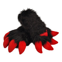 Wolf Paws Gloves Cats Paws Gloves with Claw Animal-Black red