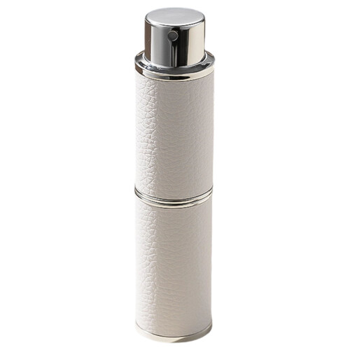 Elegant Rotating Press Perfume Dispenser Leather Cover-White