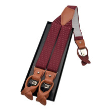 Stylish Suspenders Strap 6 Color Available-Wine red white spots
