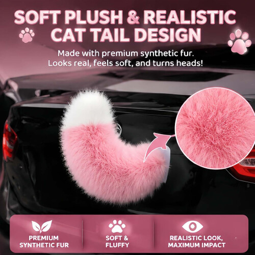 (2pcs B, -) Remote Control Electric Cat Tail, Rechargeable Car Trunk Decor #e 2