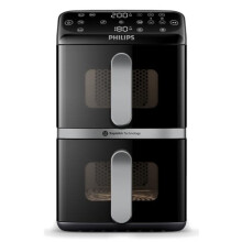 Heißluftfritteuse PHILIPS Ovi Doppelkorb NA461/00 Schwarz und Silber