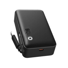 Powerbank SBS 10000mAh 20W LCD con cavo, nero