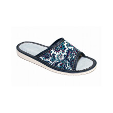 Highlander Kinderhausschuhe, weiß und marineblau, Größe 34