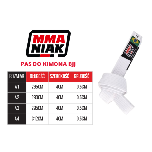 MMAniak BJJ A2 Kimono Bælte Hvid