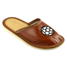 Braune Jungenpantoffeln mit Ball, Kinderpantoffeln 25