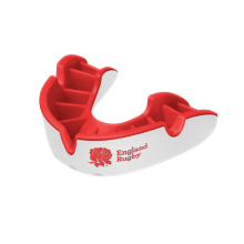 Protector bucal Opro Silver para rugby league, blanco/rojo
