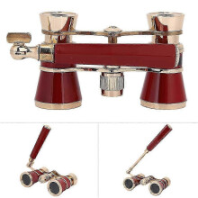 (Red) Opera Binocular, Glasses Telescope 3x25 Theater Glasses Mini Binocular Concert Portable Compact Lightweight