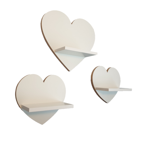 Mensole a forma di cuore, set da 3 - Eleganza