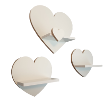 Mensole a forma di cuore PLUS set da 3 - Eleganza