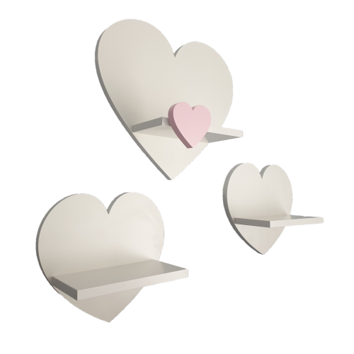 Mensole a forma di cuore PLUS set da 3 - Premium