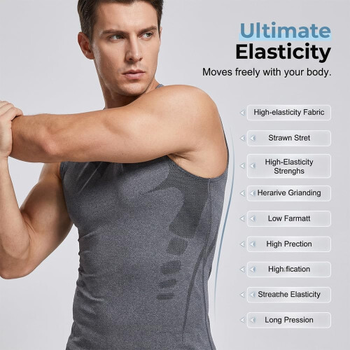 (Grey, 3X-Large) Débardeur V-boost, compression 1