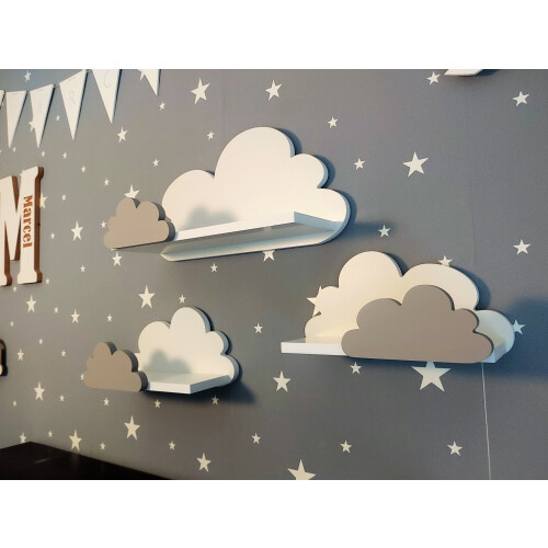 Cloud hylder sæt med 3 FANTASY EXTRA - premium, grå
