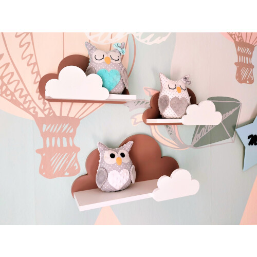 Ensemble de 3 étagères nuage Moli-Galaxy - Chocolat chaud