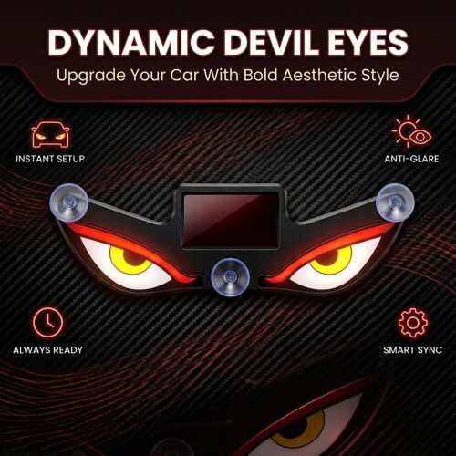 (C, -) Solar Powered Devil Eyes Light for Windshield, USB-C Rechargeable 1