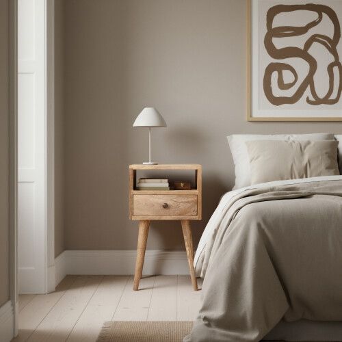 Danish Lamp Bedside with Drawer and Open Cubby