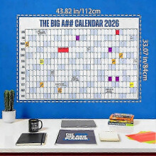 (Grey) Oversized 2026 Wall Calendar with Pen & Stickers - Monthly Planner for Home Office, Size 33x43 Inches_qlsg
