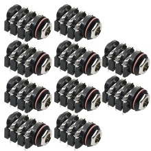 6.35 mm Stereo Audio Socket Jack Connector, 1/4" PCB Solder Right Angle TRS for Professional Audio