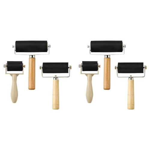 6 Pack Rubber-Roller Brayer Rollers 1.4/2.4/4 Inch Art  Roller for Printmaking,Ink,Wallpapers Stamping Gluing Tools 1
