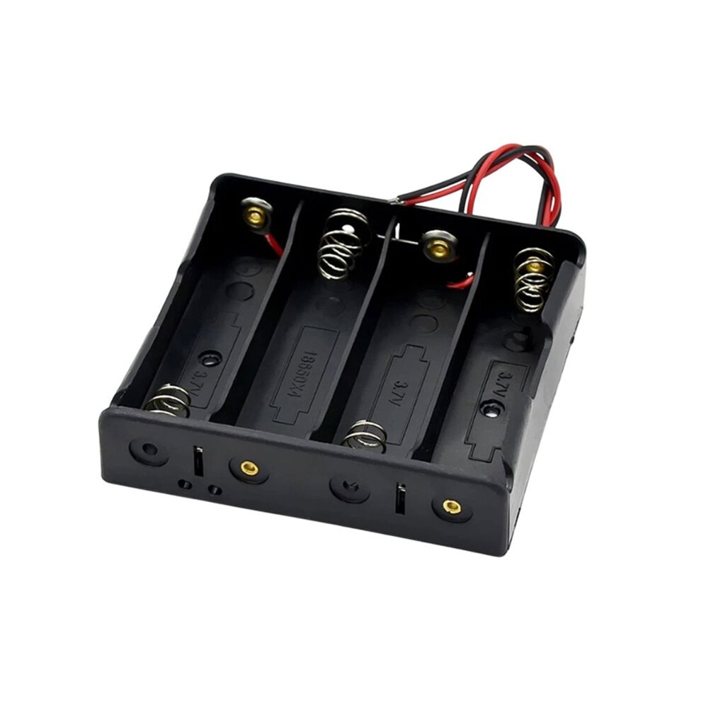 4 Slot 18650 Battery Holder With Wire Lead 18650 Battery Storage Box Case For 18650 3.7V Battery Black 6031309719304