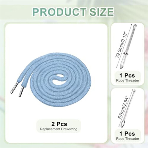 Two Replacement Drawstrings with Two Easy Threaders, Suitable for Shorts, Jackets, Sweatpants, and Hoodies A 2