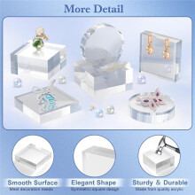 Acrylic Display Blocks 3x3 Inch, Set of 4 Clear Square Riser Stands for Jewelry, Trophies, and Collectibles