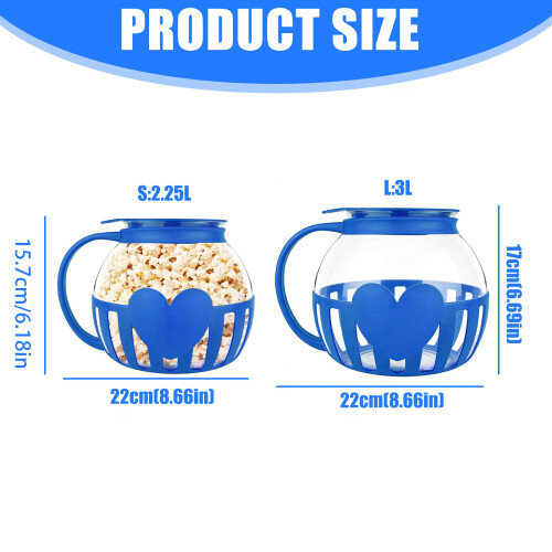 Microwave Glass Popcorn Popper Glass Container-Red 2.25L 1