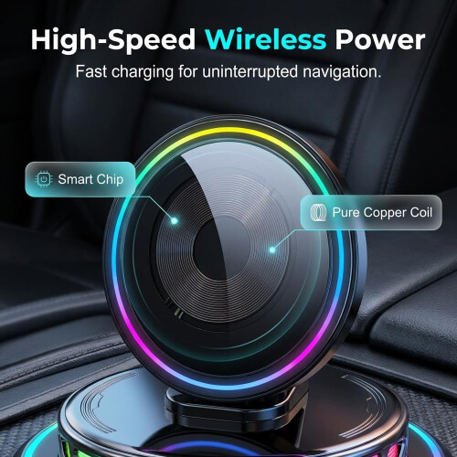(Orange, -) 2026 Wireless Charging Car Phone Mount, Dashboard Navigation Holder 2