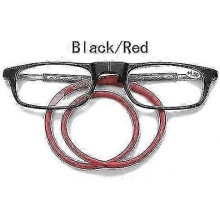 (2.5x, Black and Red) Hanging Neck Glasses Portable Foldable Tr90 Reading Glasses For Men Women