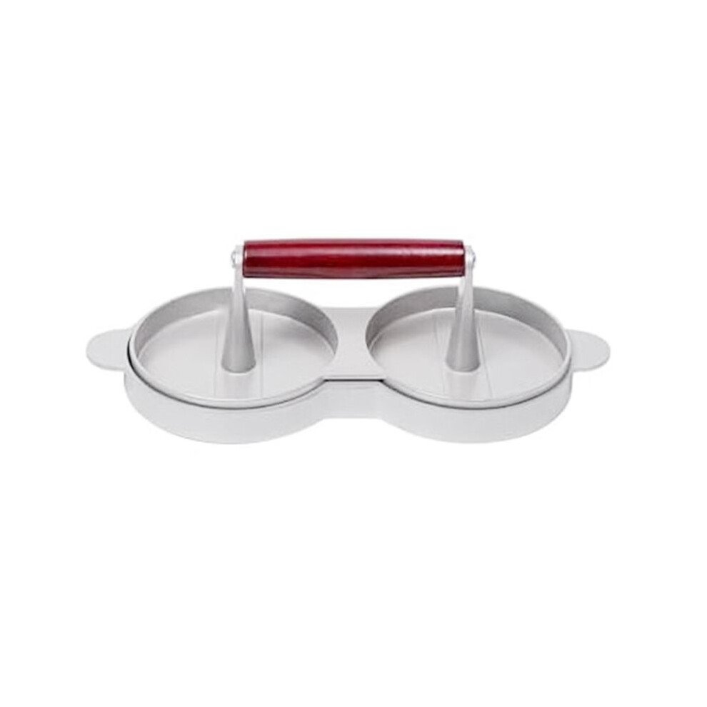 Double Hamburger Press, Aluminium Alloy Burger Patty Maker With Wooden Handle, Meat Press, Round Hamburger Patty Maker 6032006641035