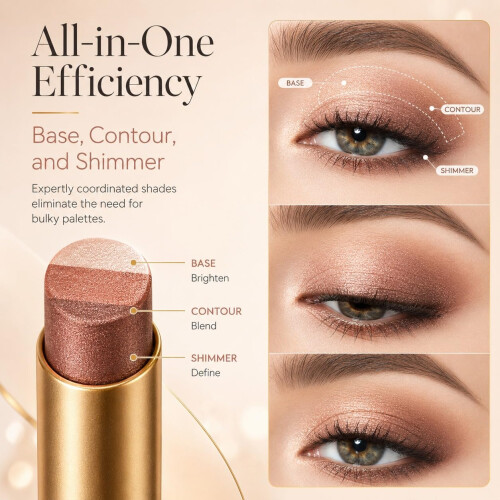 (ALL, -) 3 Kleuren Oogschaduwstick - 3-in-1 Gradient, Waterdicht 2