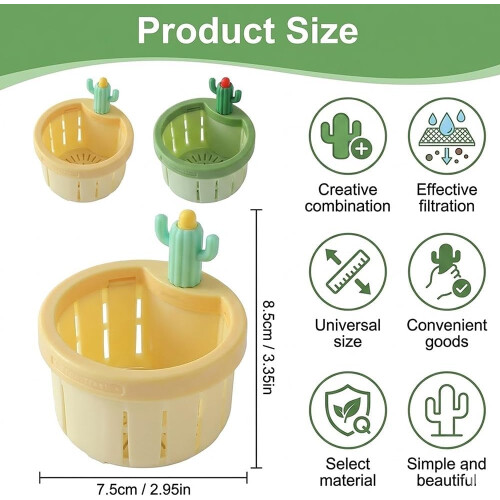 (2pcs-green, -) Passoire cactus, 2 pièces, vert 2