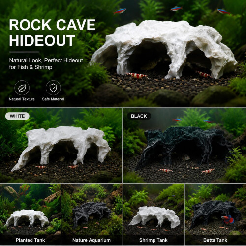 (White, Extra Large) Cueva decorativa para acuario, con múltiples entradas 2