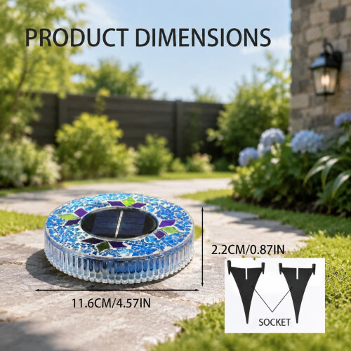 (Blue, -) Ultra Thin Solar Outdoor Disk Lights, Auto On/Off Pathway Decor 1