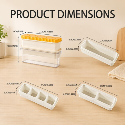 (Two Grids, -) Double Layer Ice Cube Tray with Box, Soup Cube Maker for Freezer 1