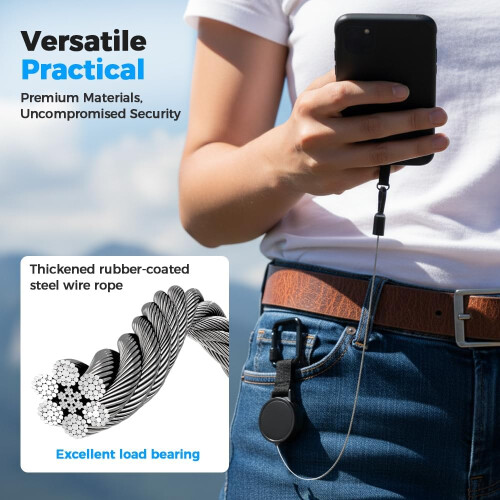 (3pcs, -) 27.5” Retractable Phone Lanyard, Secure Locking Clip 360 2