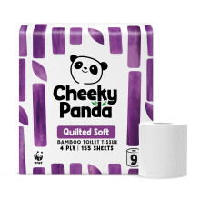 The Cheeky Panda Bamboo 4 Ply Quilted Toilet Roll – 9 Rolls | Super Soft and Strong | Plastic Free Packaging