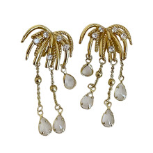 Boucles D'oreilles Vintage Avec Strass Et Crochets Plaqués-Or