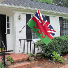 (4x6FT) Welsh Flag with Union Jack Wales Flag Wales Dragon 100% Polyester Double Seam 2 Eyelets for Outdoor and Indoor Display
