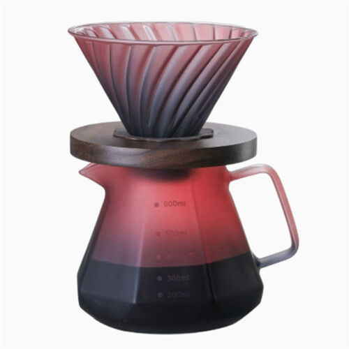 Coffee Filter Hand Drip Pot Percolators Borosilicate Glass Pour Coffee Tea Set with Walnut Handle