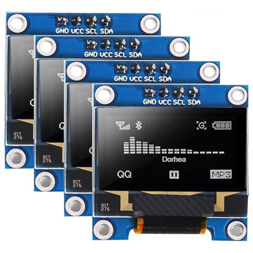 4pcs 0.96 Inch OLED Display Module SSD1306 128x64 I2C IIC Self-Luminous Screen Board White for  Raspberry Pi