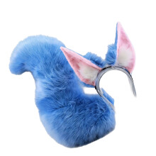 Chats loup renards oreilles bandeau fourrure-Costume bleu